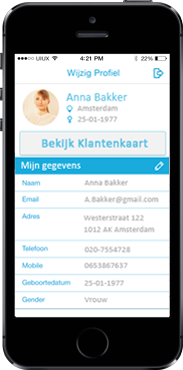 Screenshot Digitale klantenkaart
